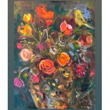 Whispers of the Garden  original oil painting  on canvas 60*80 см by Ukrainian artist Marina Stognieva